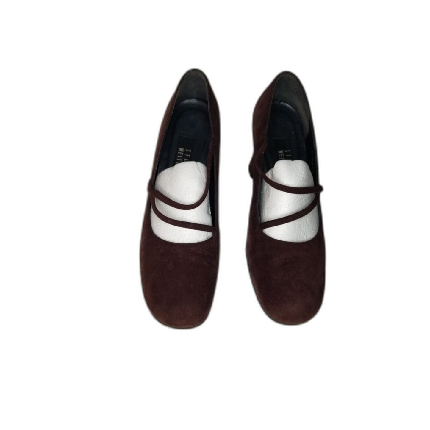 90S Vintage Brown Suede Leather Stuart Weitzman Maryjane Pumps Block Heel
