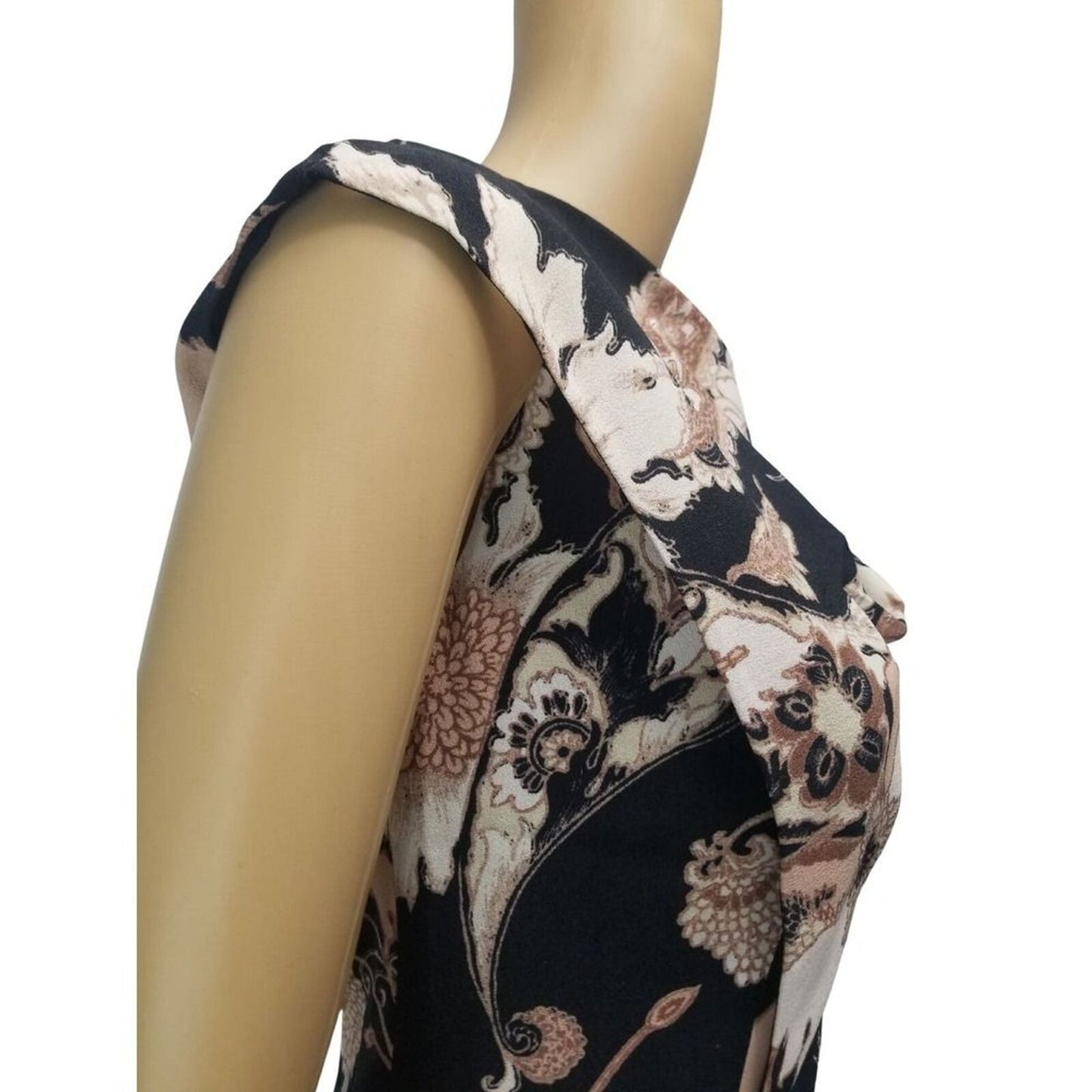 ETRO 42 Floral Print Bodycon Midi V Neck Sleeveless Front Pocket Dress Size 6