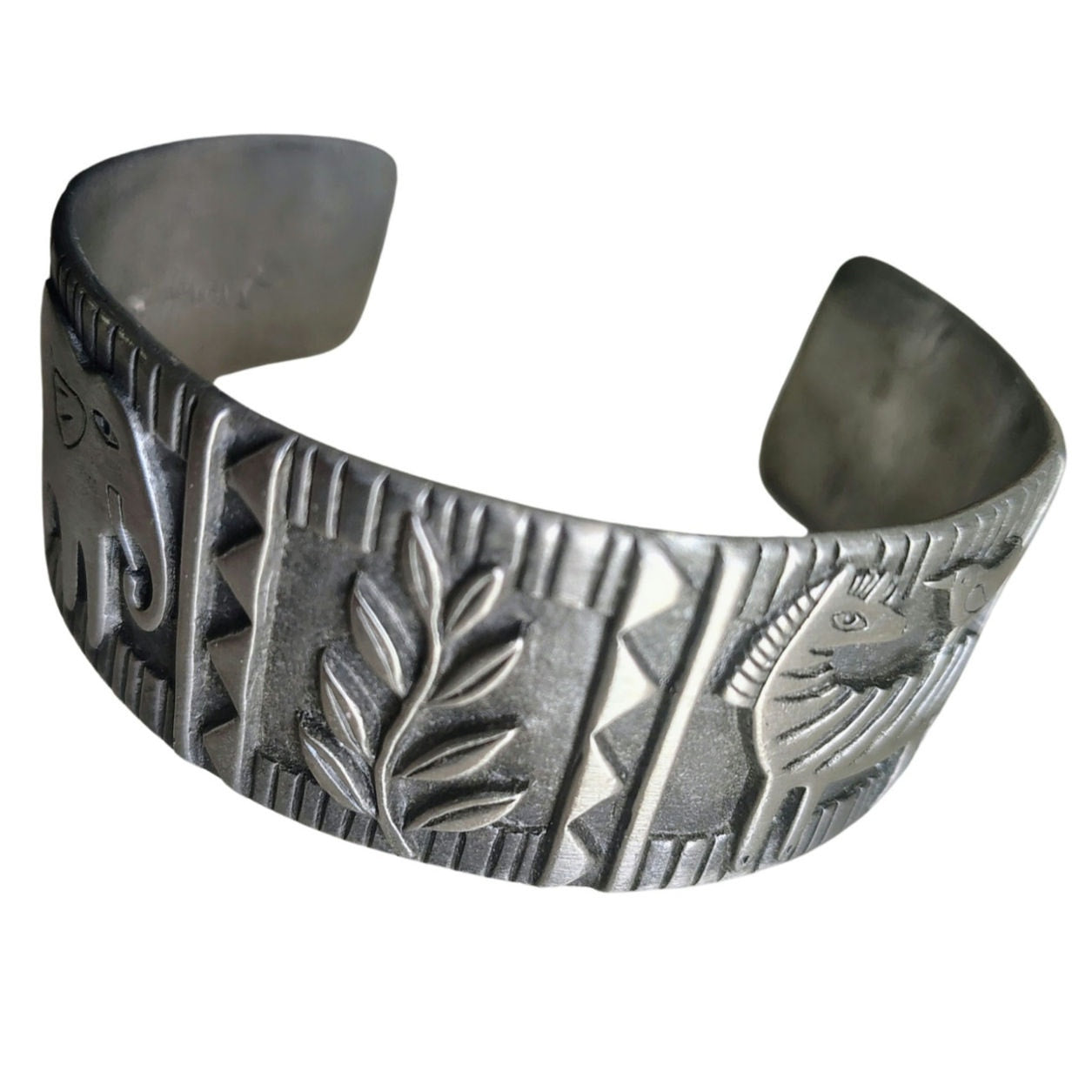 J B Hunt Wild Kingdom Cuff Bracelet Elephant Zebra Designer Vintage Wearable Art