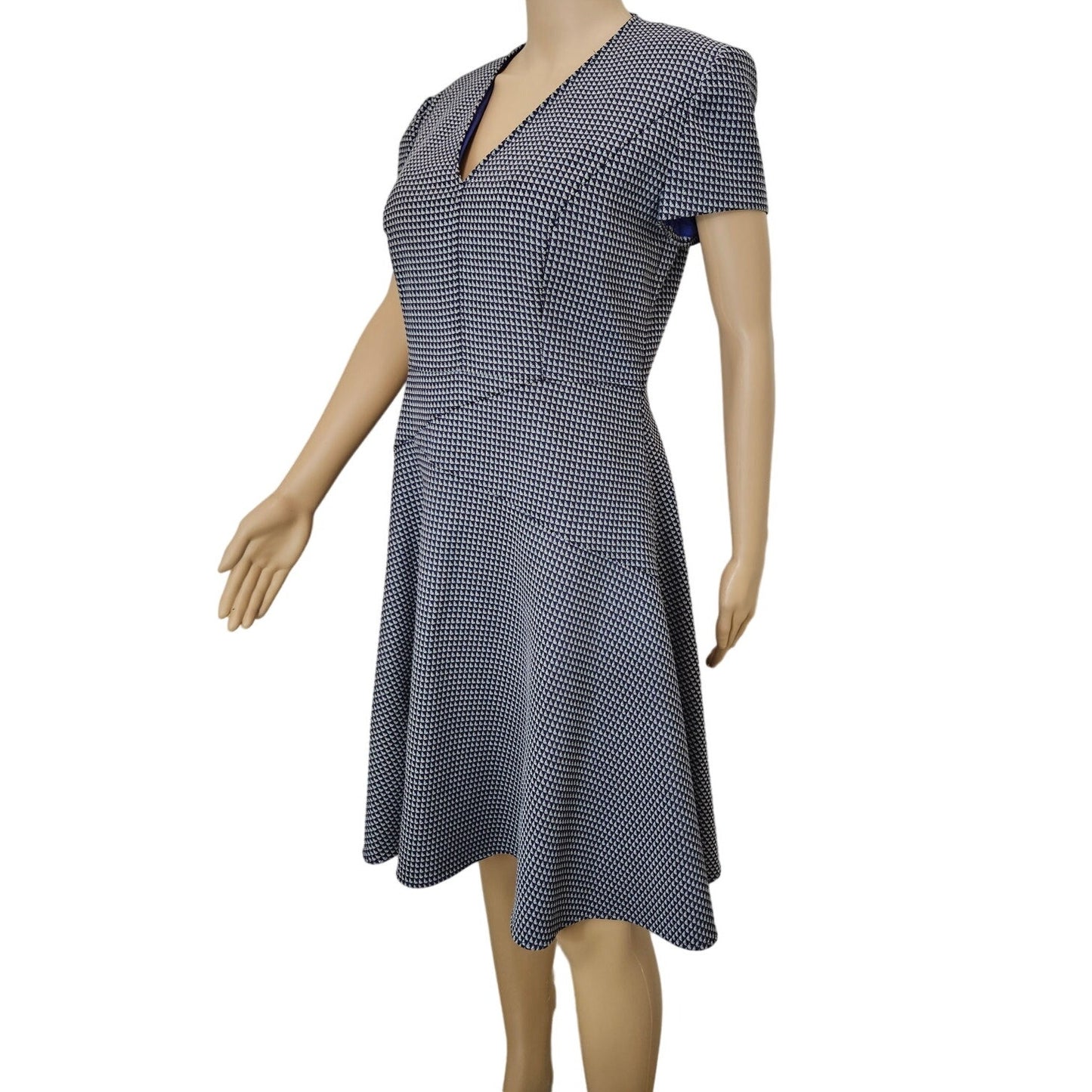 Hugo Boss Halomi Purple Gray Fit & Flare Back Zip Dress Size 8 US 12 UK 44 IT
