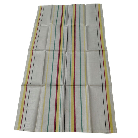 40s 50s Pure Linen Striped Tea Towel Unused French Kitchen Towel New Without Tag