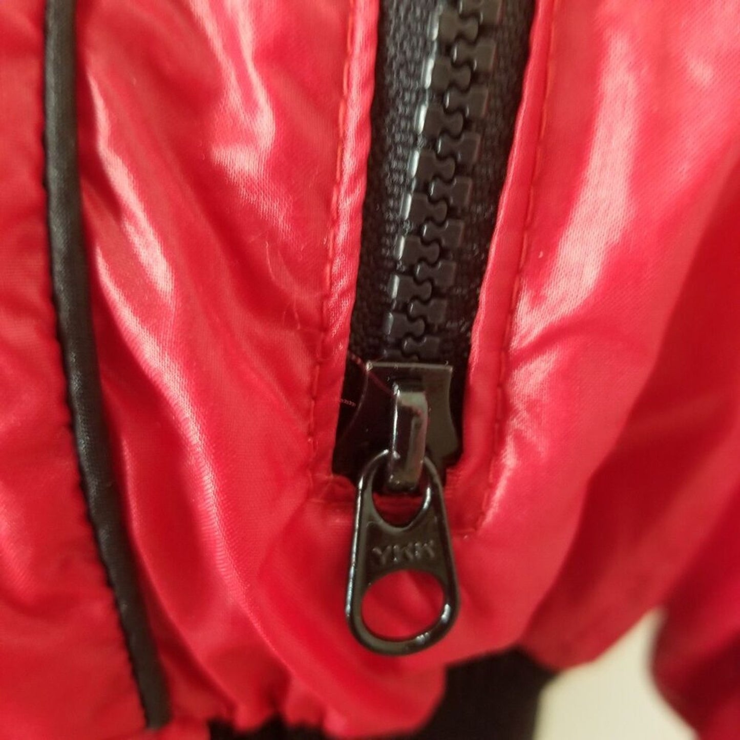 80s Vintage Style Auto Zip Up Nylon Red Light Weight Racer Jacket Size Small