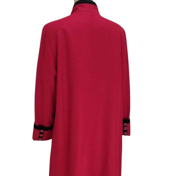 Vintage Long Red Wool Coat 100% Pure Wool Trench Coat Size 12