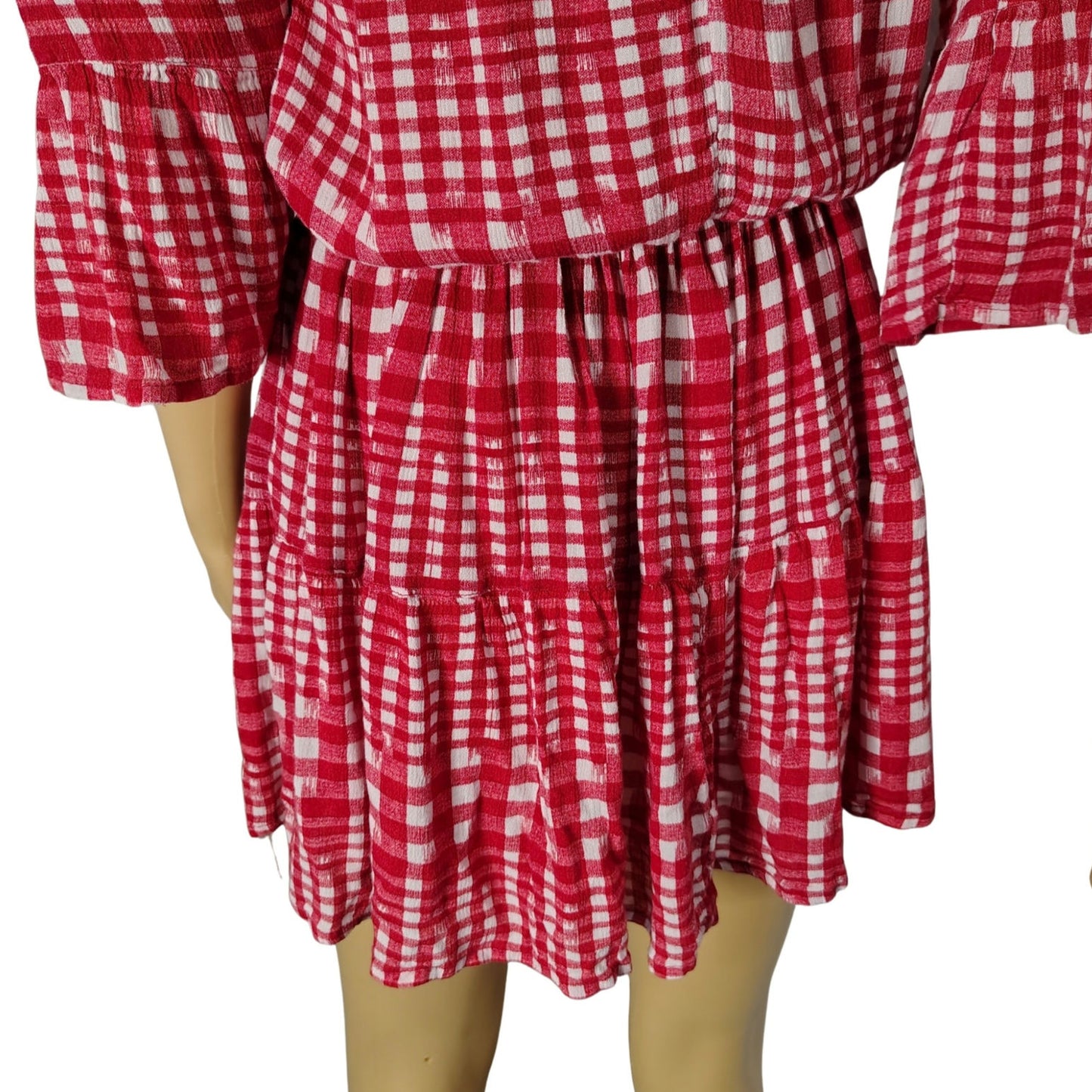 Red White Off or On Shoulder asos Fit Flare Short Sleeve Mini Dress Tunic Size 4