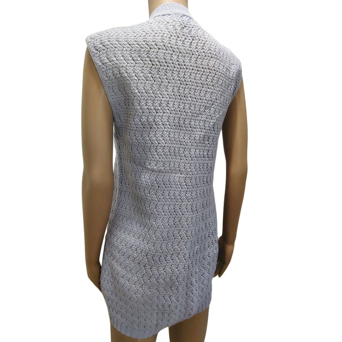 70s Gray Sweater Vest Acrylic Cardigan Button Up Boho Style College Point Size M
