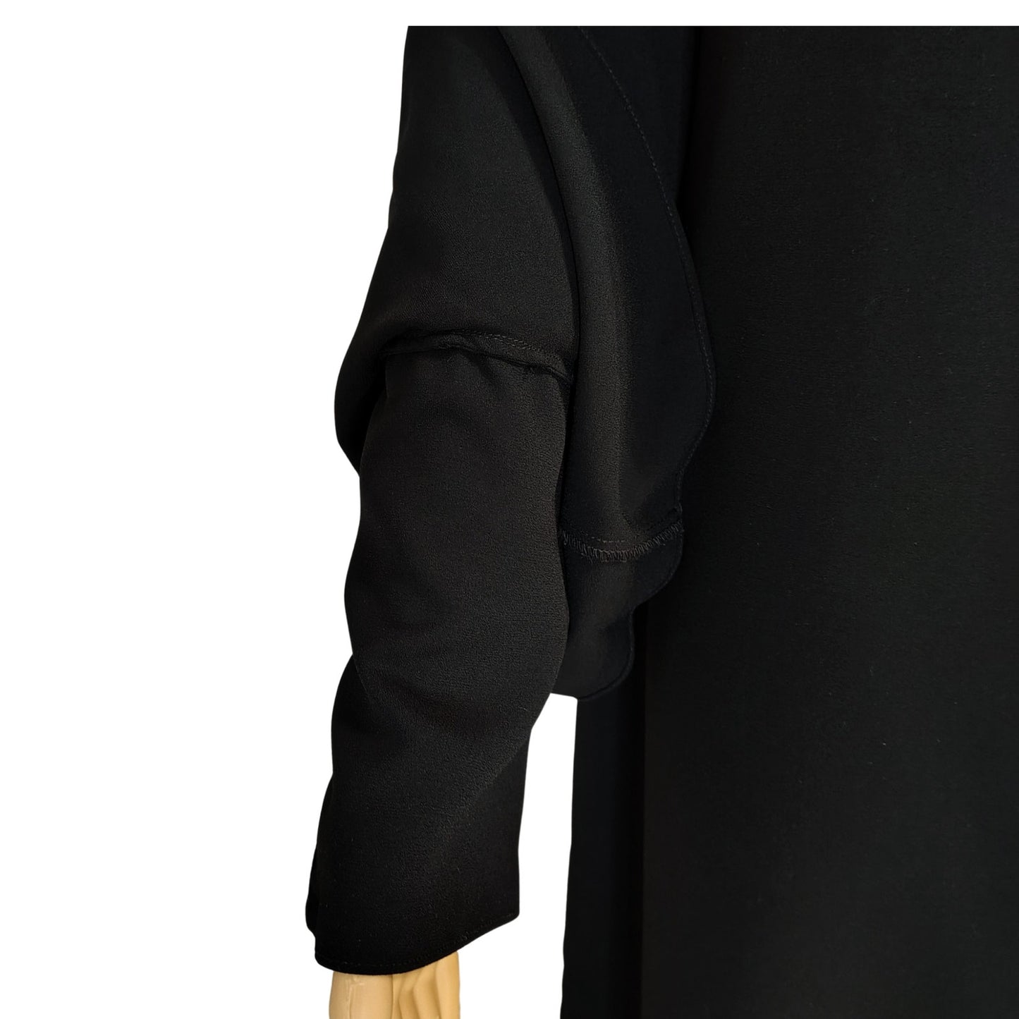 Laundry Shelli Segal Black Midi Dress Ruffled Flare Sleeves Pom Cut Out Size 12