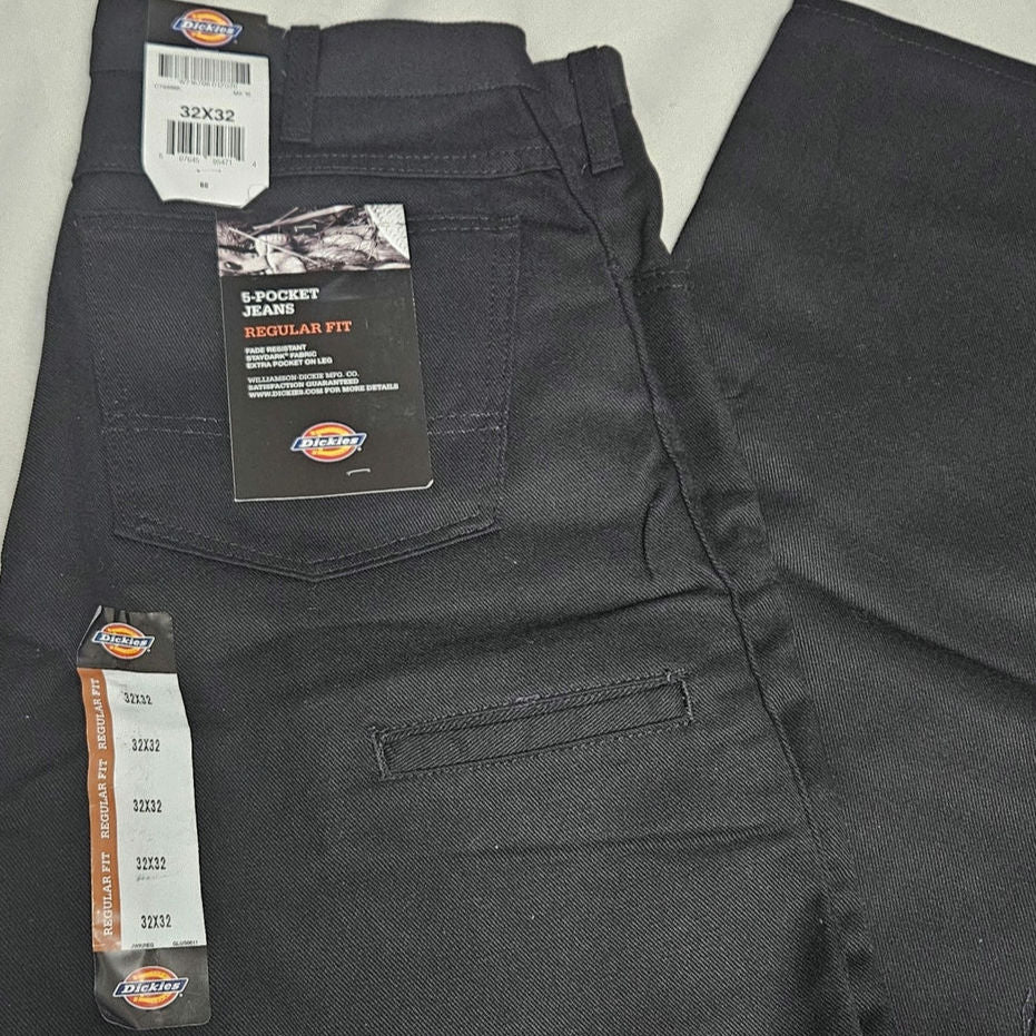 Dickies 5-Pocket Black Jeans Regular Fit Fade Resistant Staydark Fabric SZ 32x32