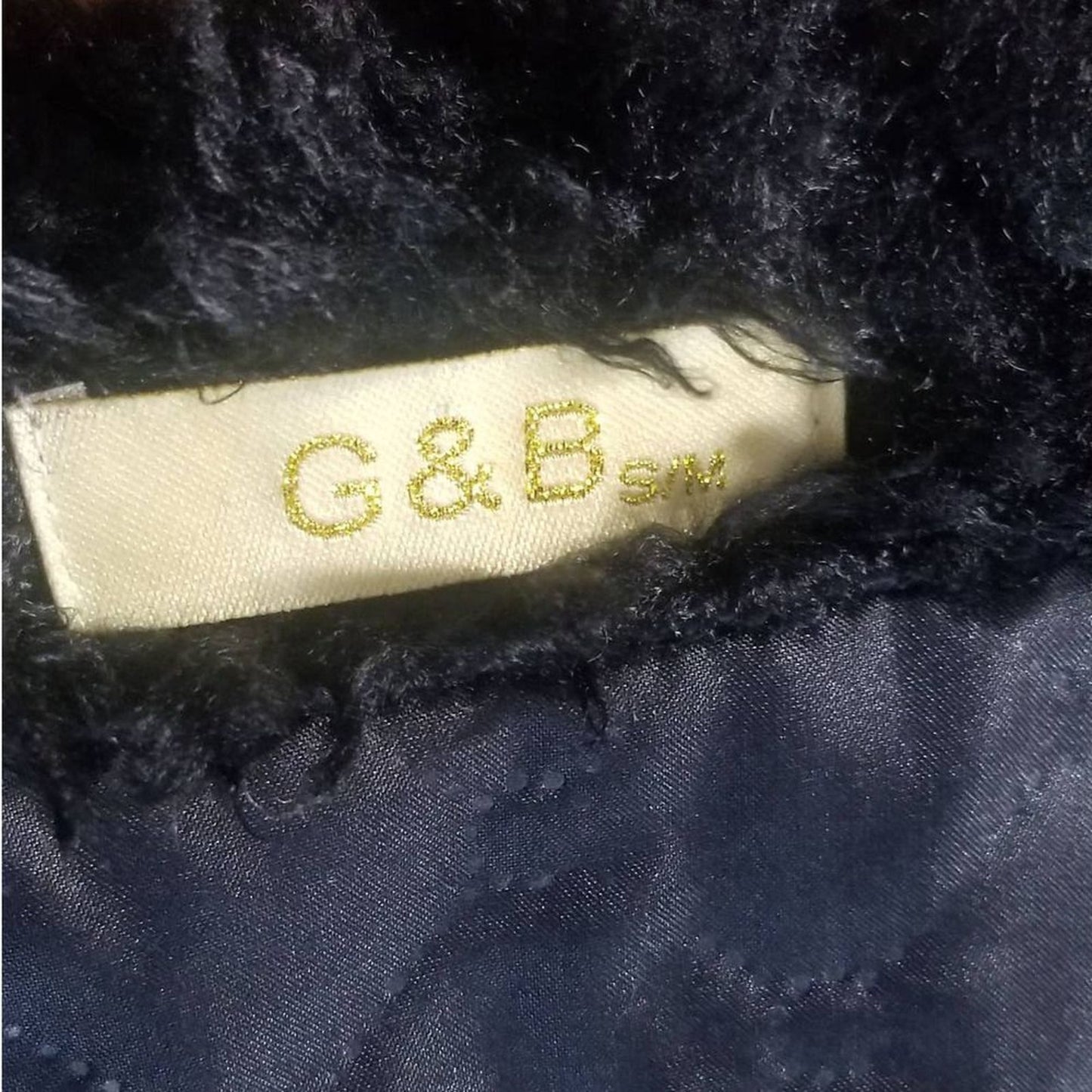 VINTAGE Soft Vegan Sheep Fur Box Cut No Collar Coat Black Zip Front Size Medium