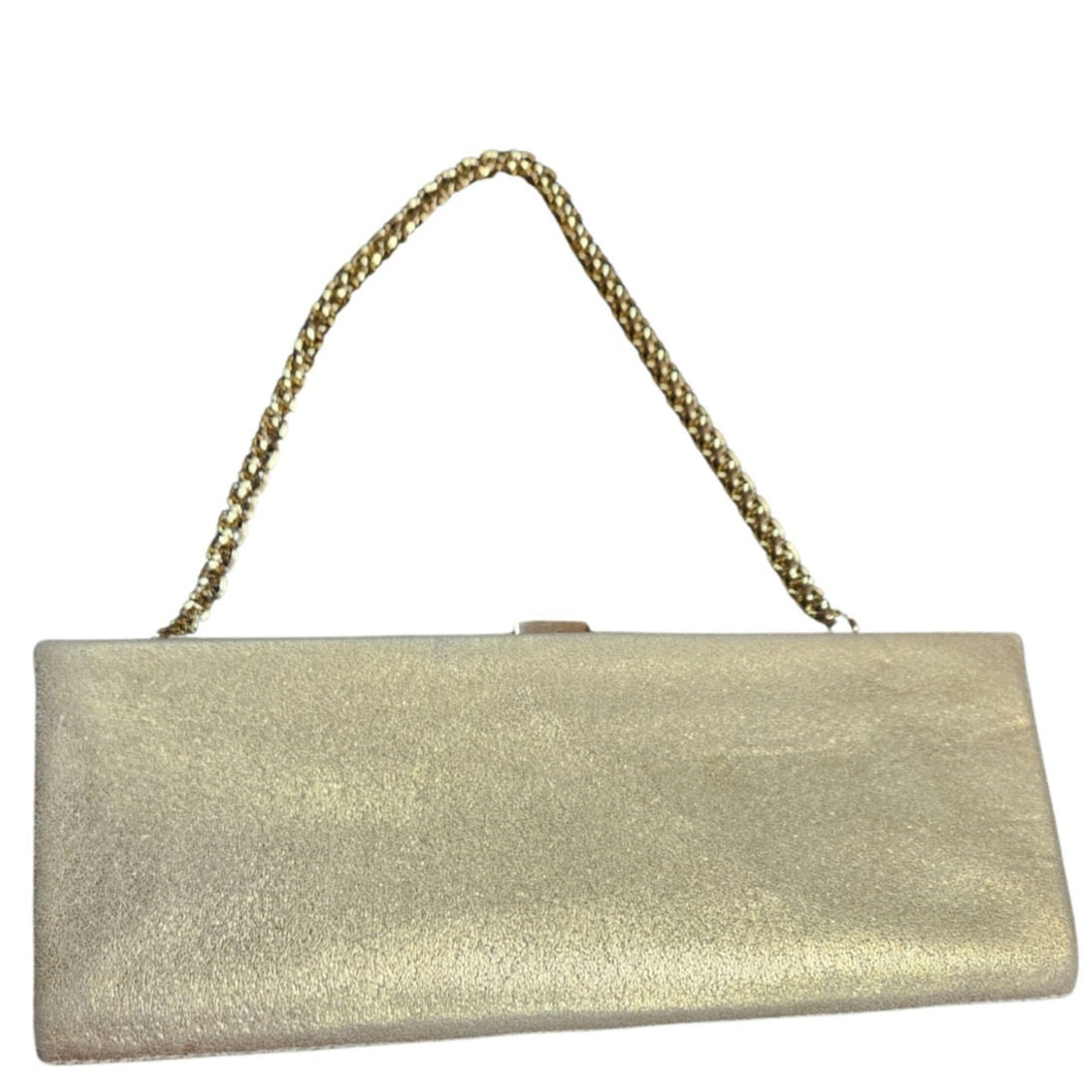 90s Vintage Metallic Gold Thin Clutch Hand bag Two In One Chain Strap Patchwork