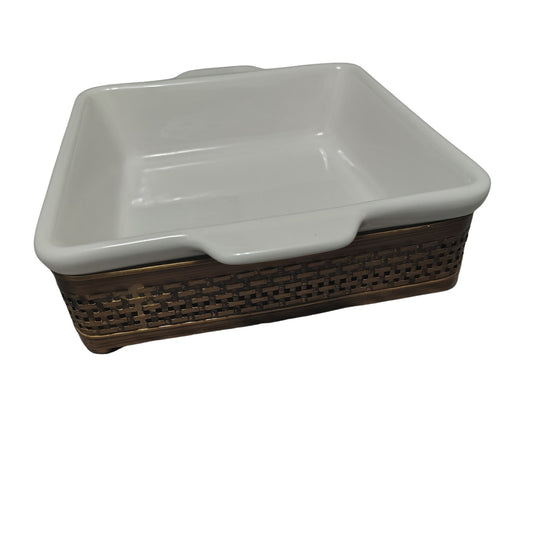 Vintage Avon Basketweave Oven to Table Server 2 qt Square Baker 9" x 9" x 2 1/2"