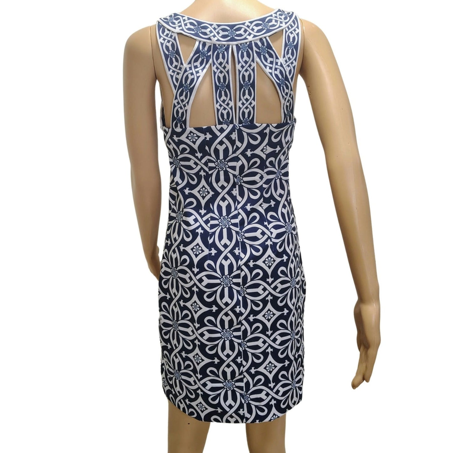 Gretchen Scott Blue White Jersey Athletic Dress Cut Out Isosceles Design Size XS