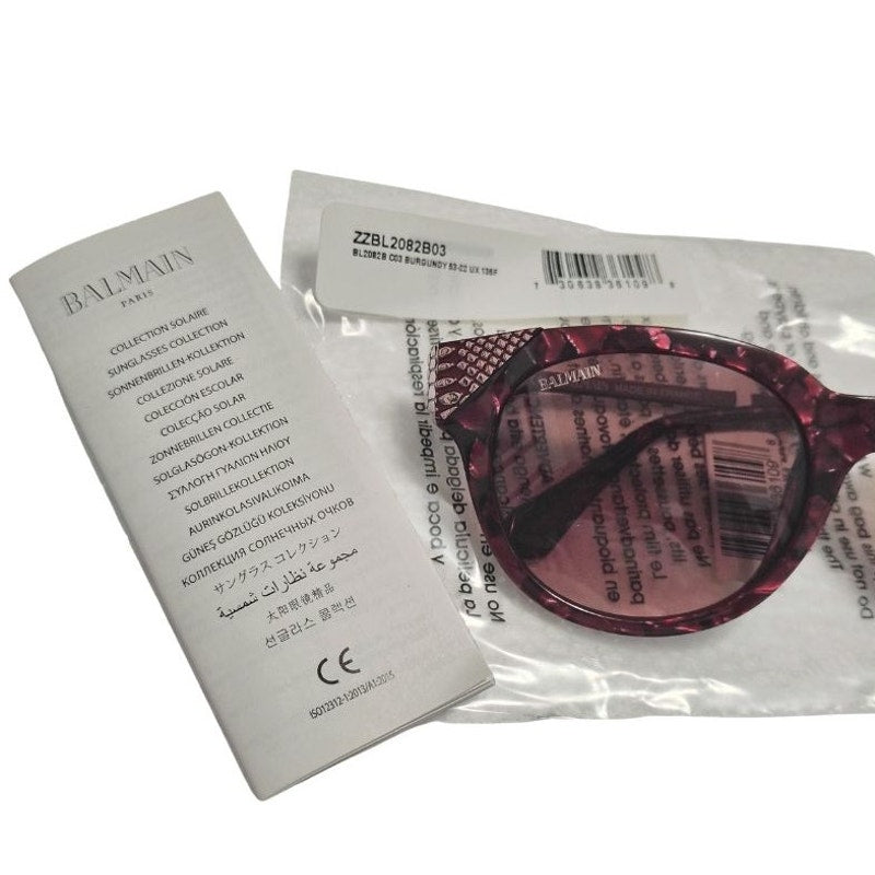 Balmain Paris Burgundy Cat Eye Womens Sunglasses New In Packaging With Case
