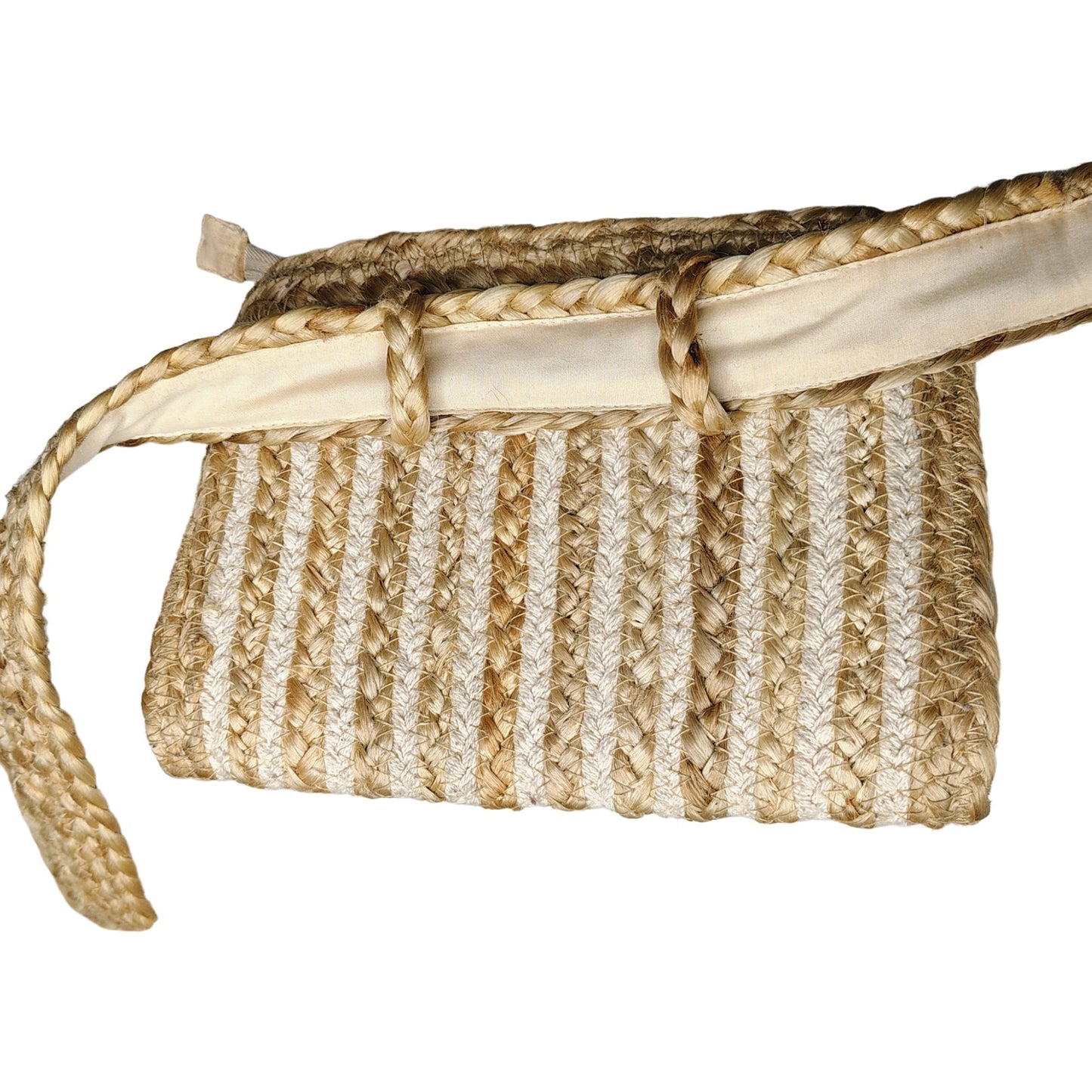 Convertible Belt Bag Fanny Pack Light Brown Cotton Jute Blend Zipper Pouch