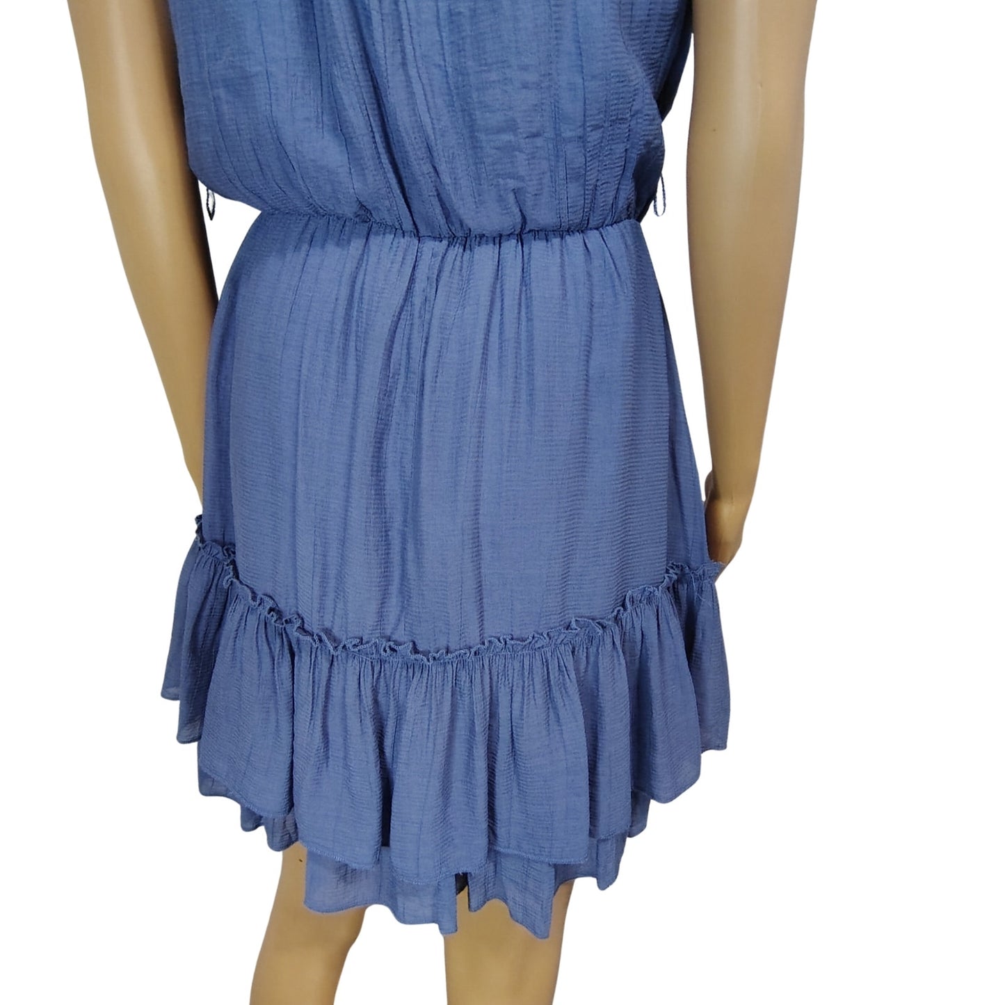 B. Darlin Women Blue Elastic Waist A-Line Ruffled Hemline Short Dress Size 5/6