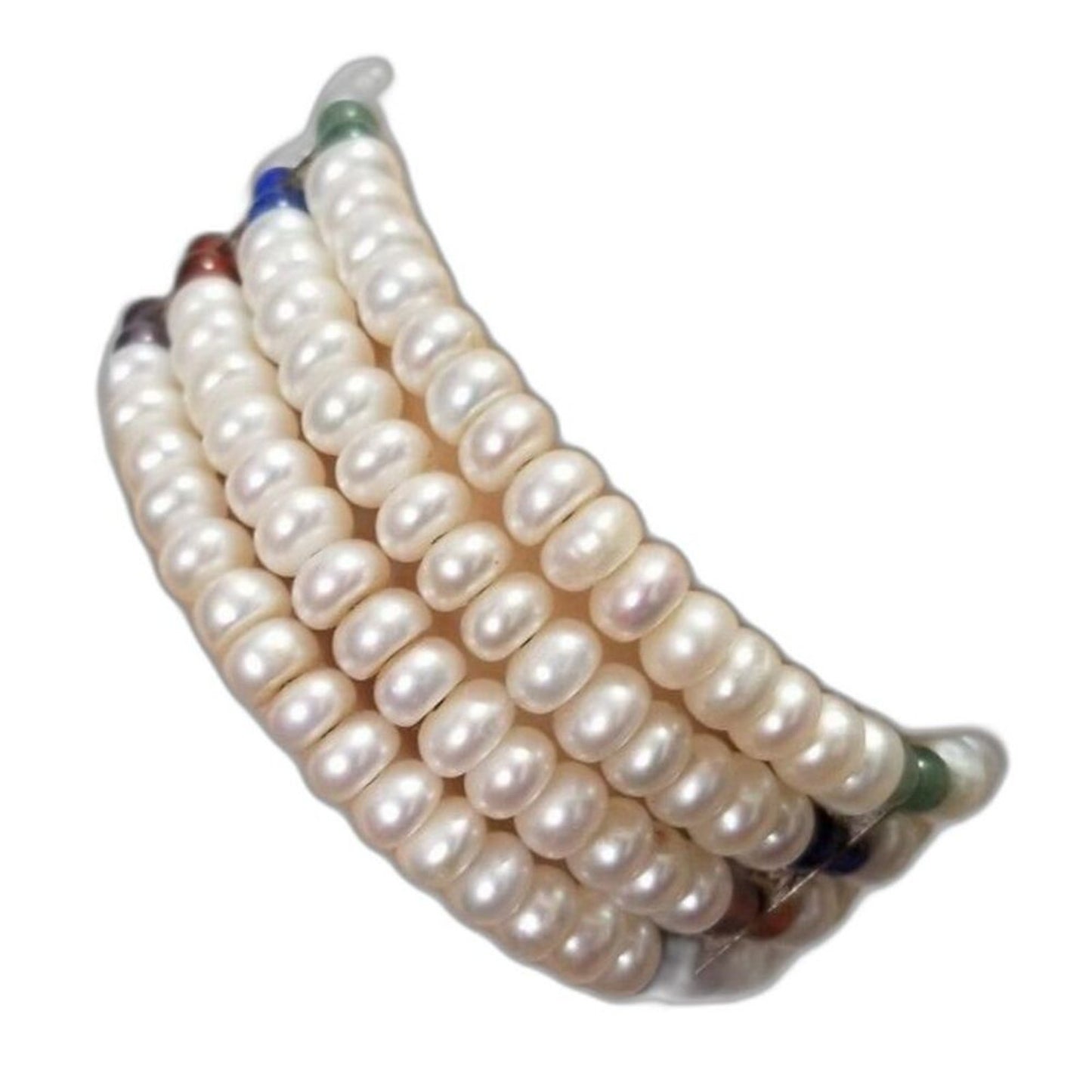 Bridal Set Vintage Pearl Gems Choker Four Strand Memory Wire Matching Bracelet