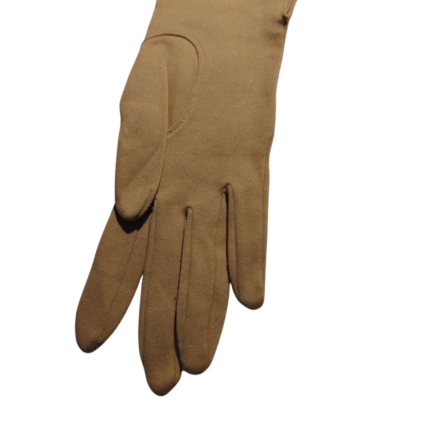 1940s Vintage Tan Fitted Evening Gloves 14" Mother of Pearl Buttons Size 6.5 GER