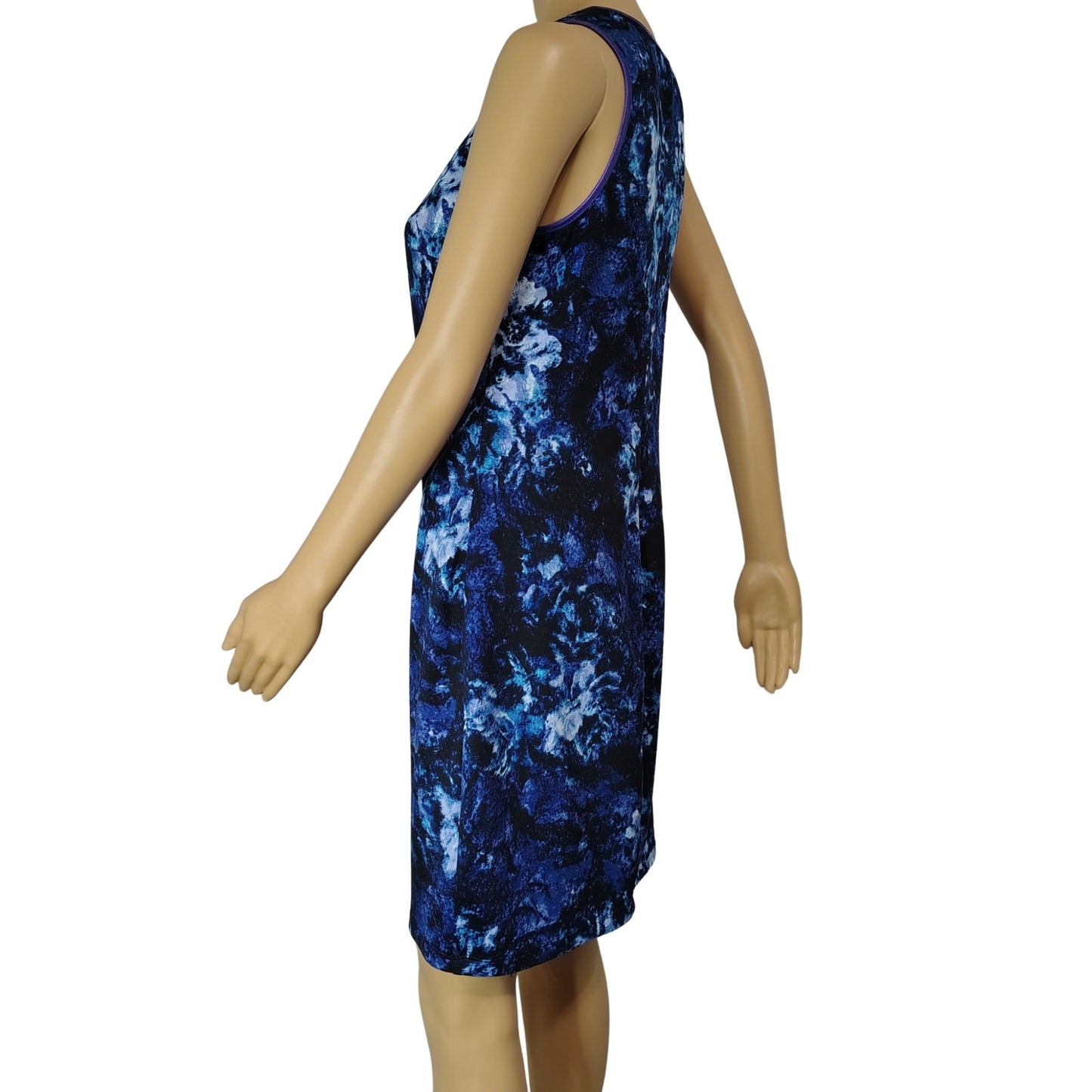 MARC NEW YORK Blue Purple Abstract Bodycon Sleeveless Midi Shift Dress Size 6