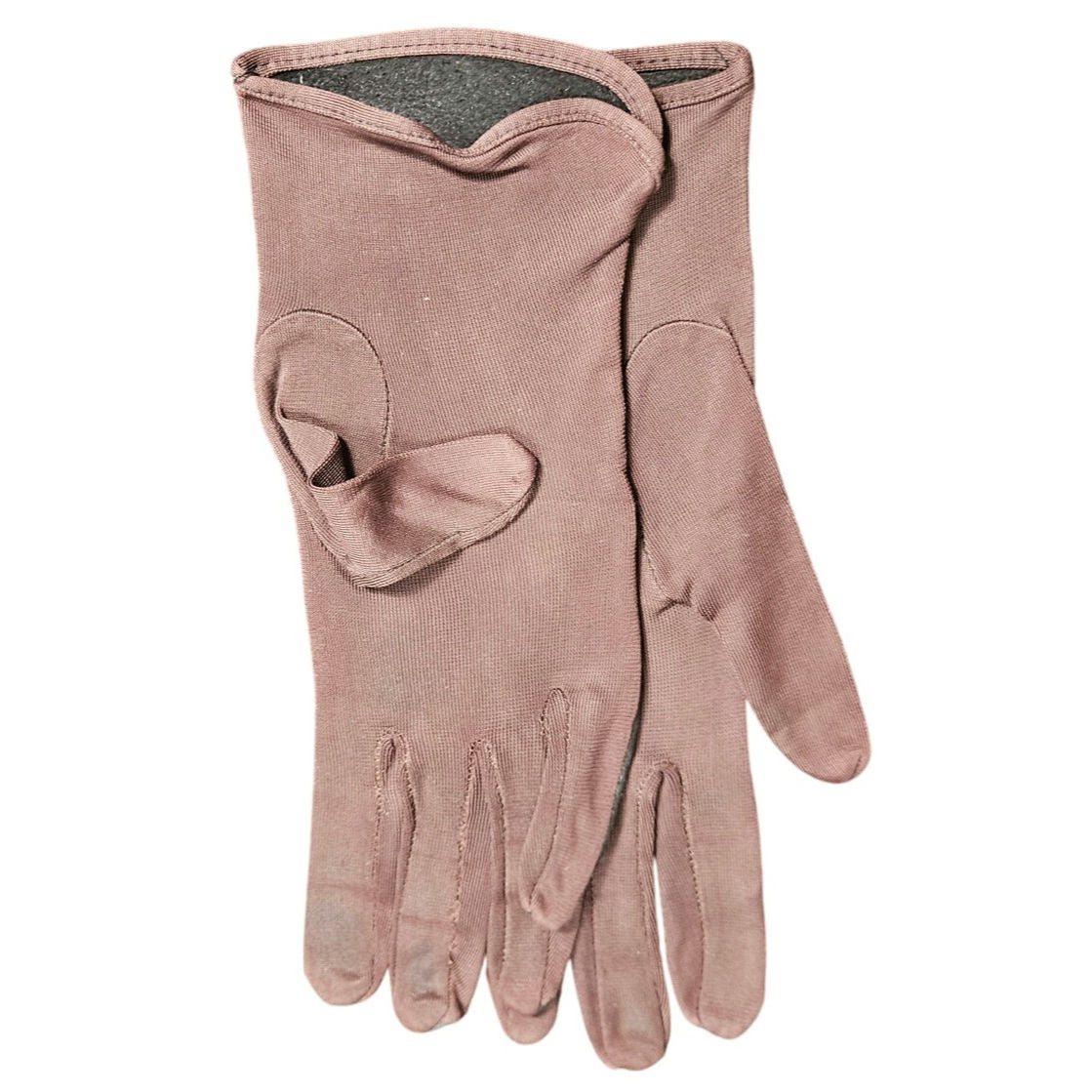 Vintage Brown Leather Top Gloves Polyester Bottom Gently Used Size 7 Womens