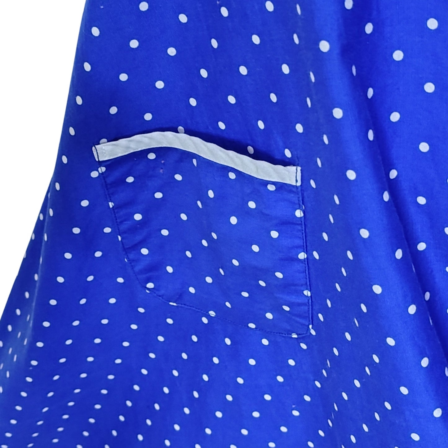 Hell Bunny Rockabilly Dress Blue White Halter Polka Dot Fit Flare Pinup Size Medium