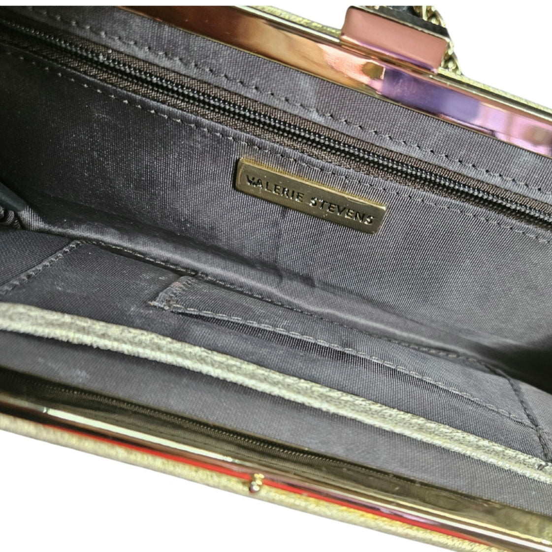 90s Vintage Metallic Gold Thin Clutch Hand bag Two In One Chain Strap Patchwork