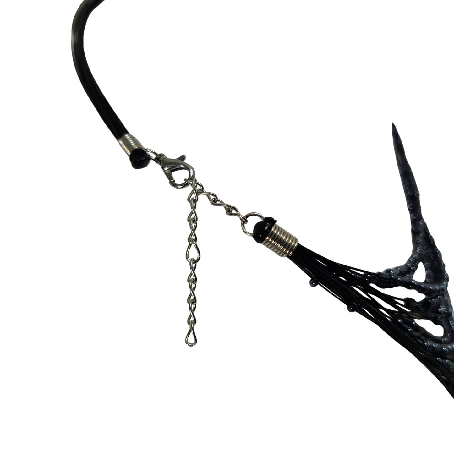 Gray Layered 30 Strand Floating Seed Beads Adjustable Statement Necklace