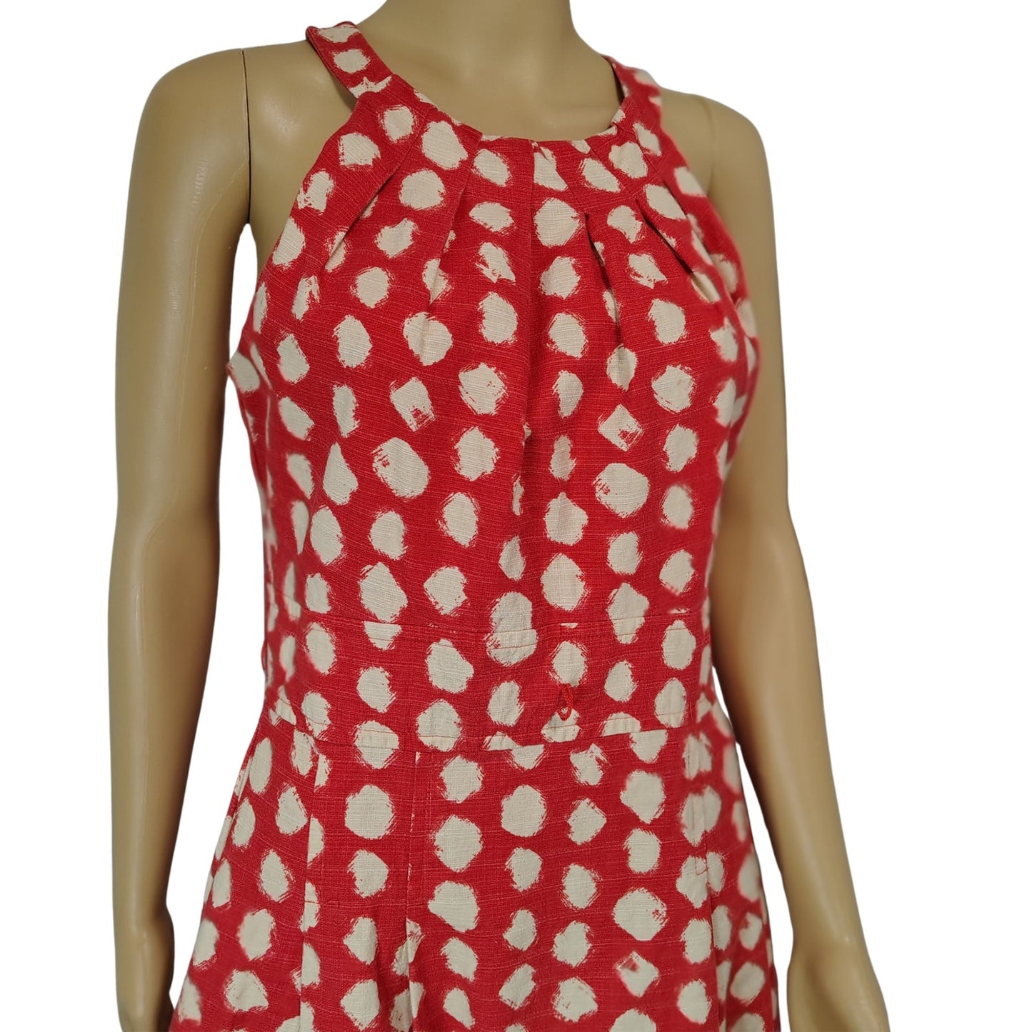 Orange Cream Bodycon Polka Dot Fit & Flare Racer Back Midi Dress Eliza J Size 6