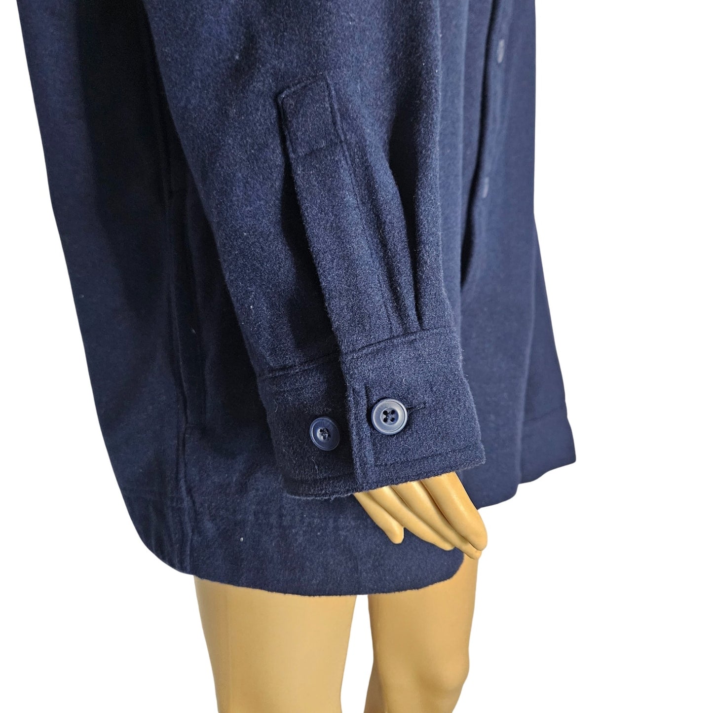 Blue Wool Christian Lacroix Long Sleeve Button Up Folded Collar Shirt Size Large