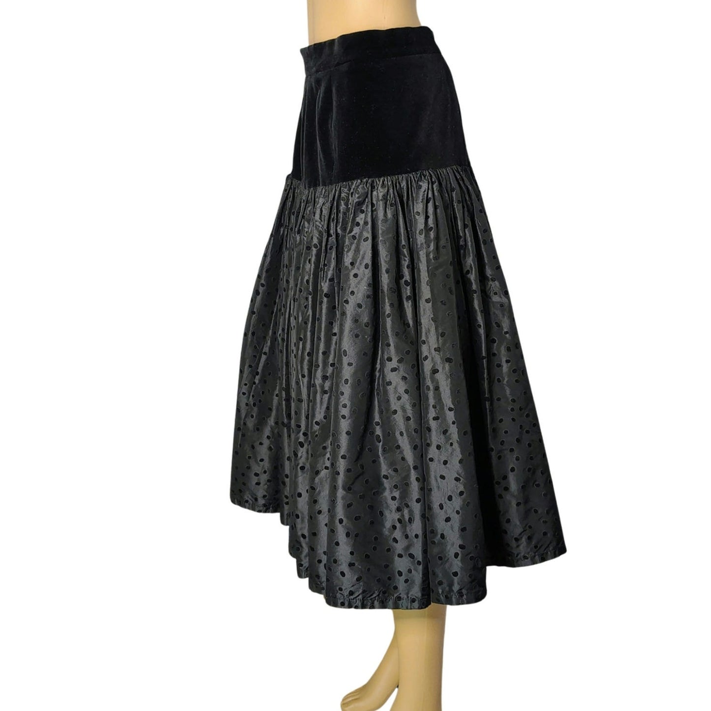 80s Escada Black Polka Dot Fit Flare Bubble Skirt Vintage Margaretha Ley Size 4