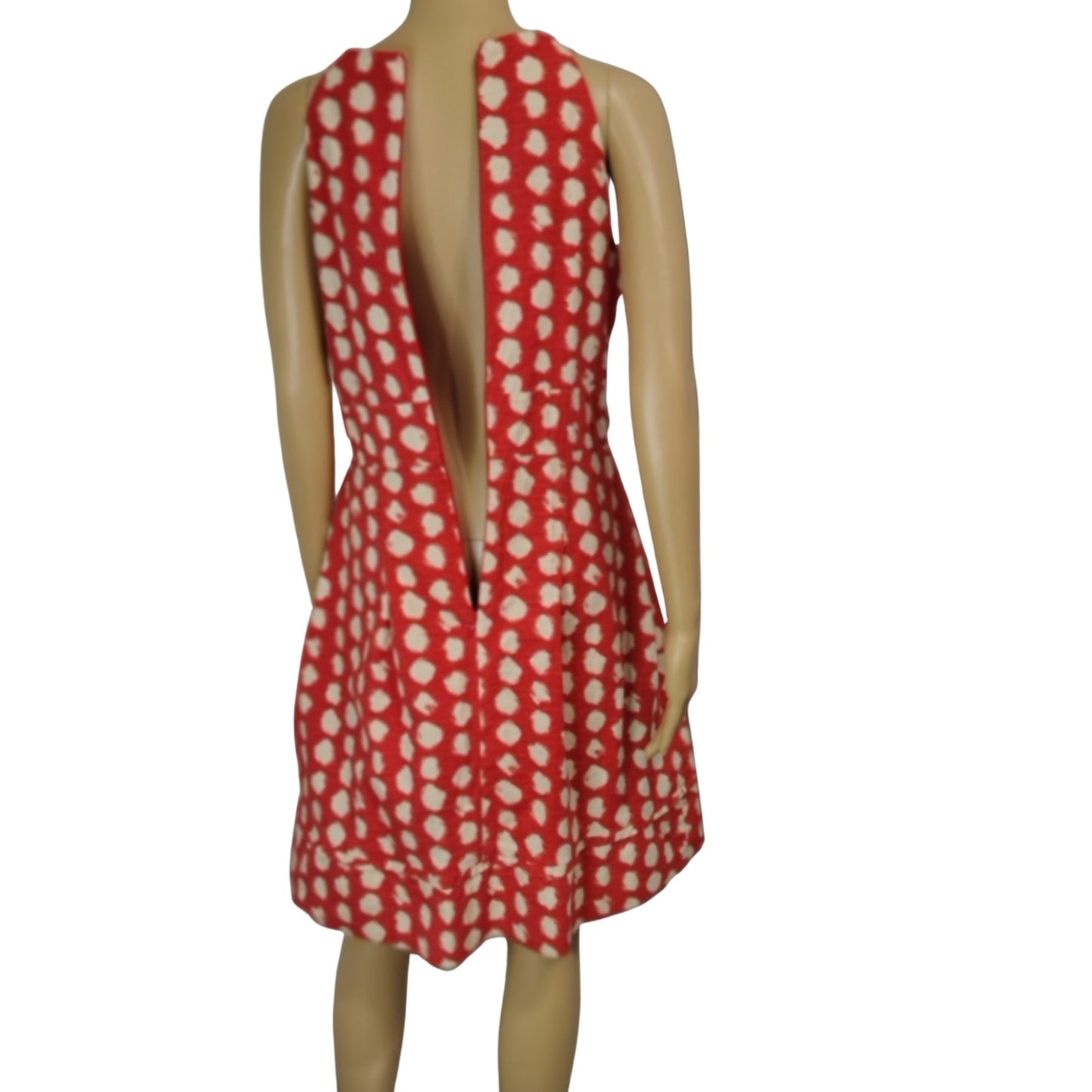 Orange Cream Bodycon Polka Dot Fit & Flare Racer Back Midi Dress Eliza J Size 6