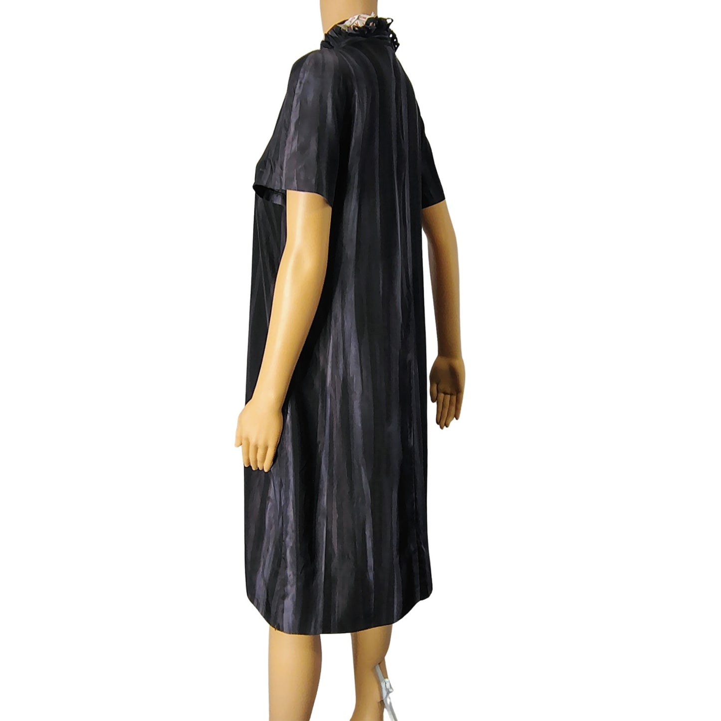 Silk Black Gray Marni Midi High Neck A Line Sheath Dress Lined Size 8 US 44 IT