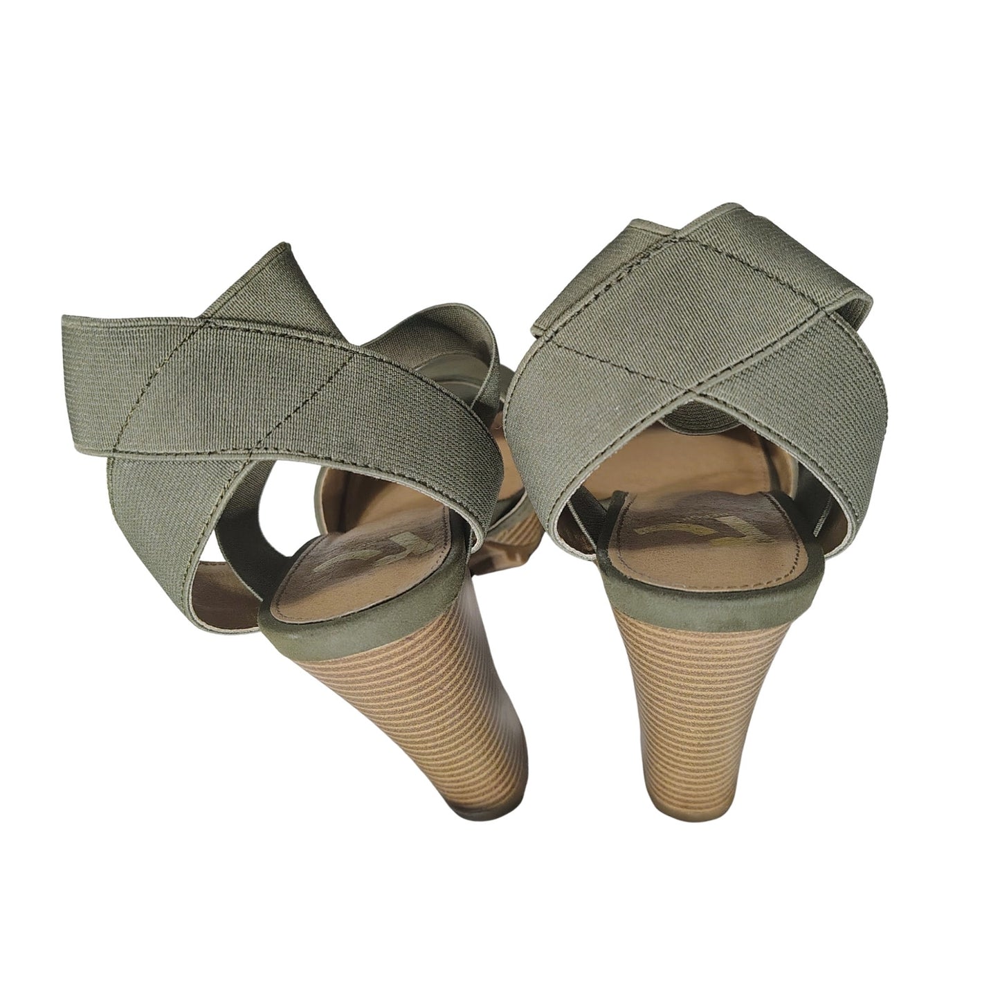 Forest Green Platform Strappy Elastic Sandals Traction Bottoms Block Heel Size 7