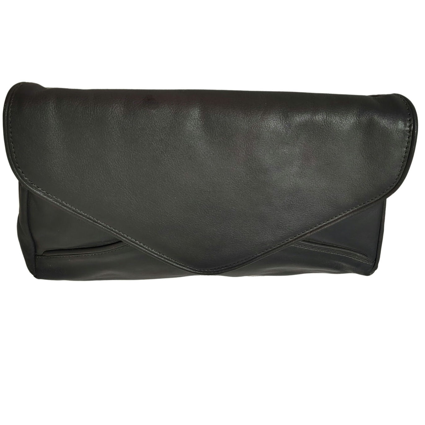 70s Gray Maxi Clutch Faux Leather Foldover Closure Magnetic Clasp 2 Compartments