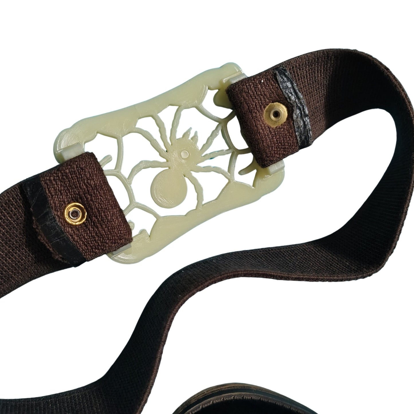 70s Plastic Spider Belt Buckle Wide Brown Elastic Snap Closure Cinching Belt 24