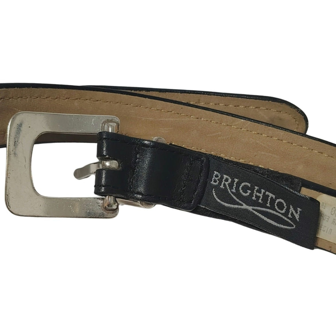 Brighton Soft Faux Leopard Skin Black Cowhide Leather Skinny Belt Size Medium