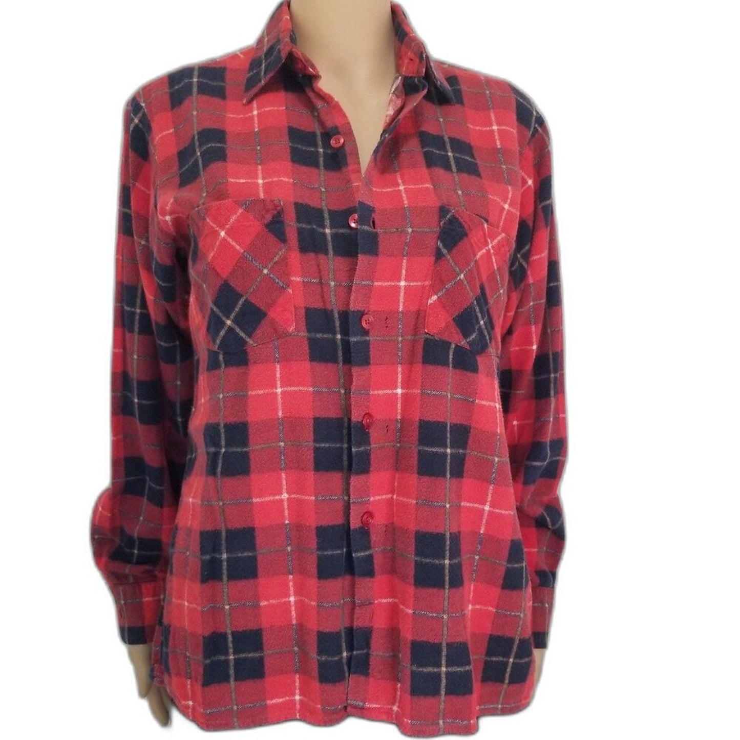 Vintage Dry Goods Cowboy Western Red Black Plaid Button Up Shirt Men Size Medium