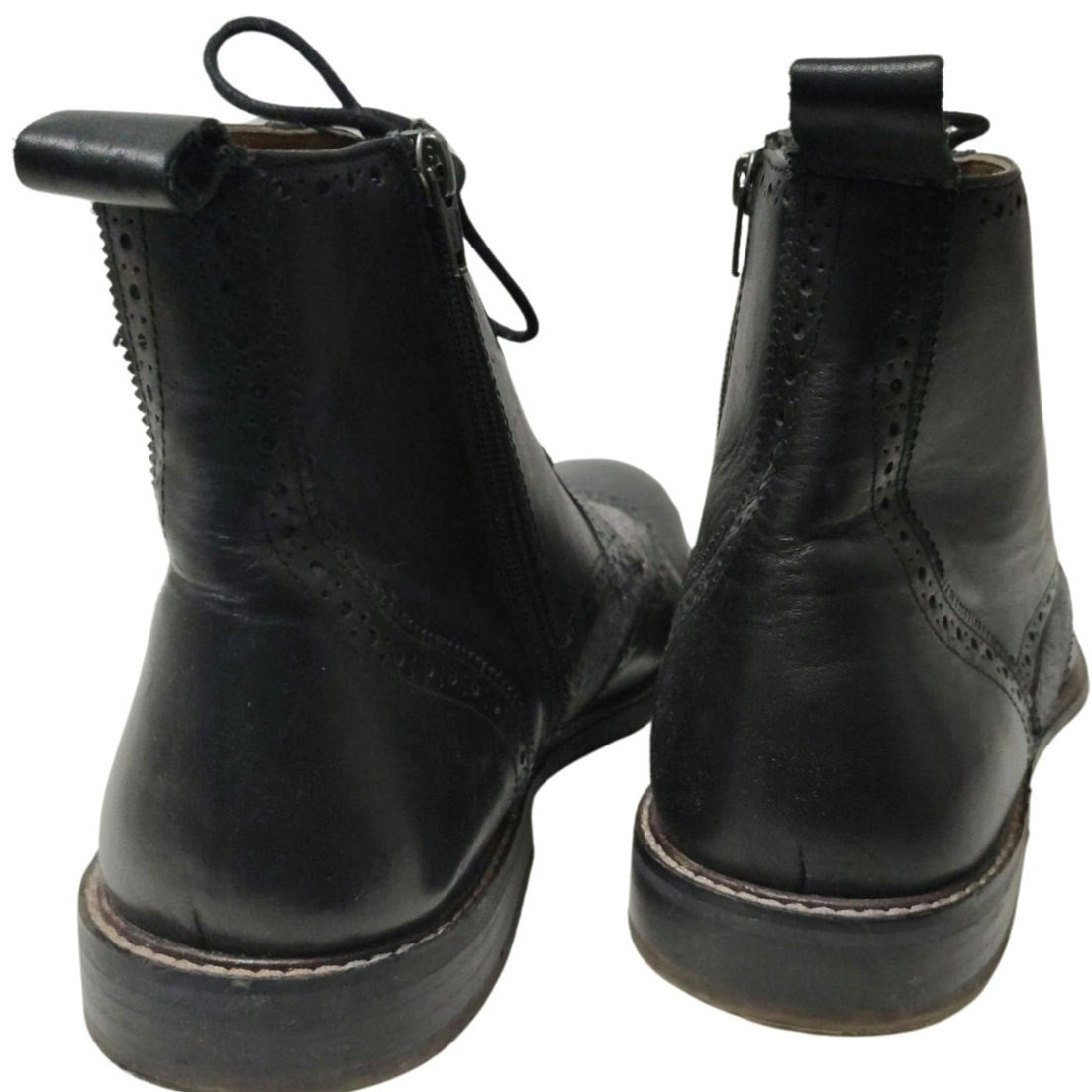 Thomas & Vine Men's Black Jarett Wingtip Zip Up Lace Black Ankle Boot Size 14