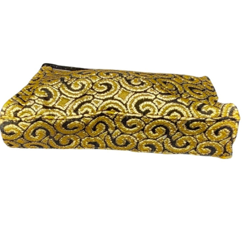 Gold Black Embroidered Baroque Evening Small Clutch Bag Chain Handle Kenneth Cole