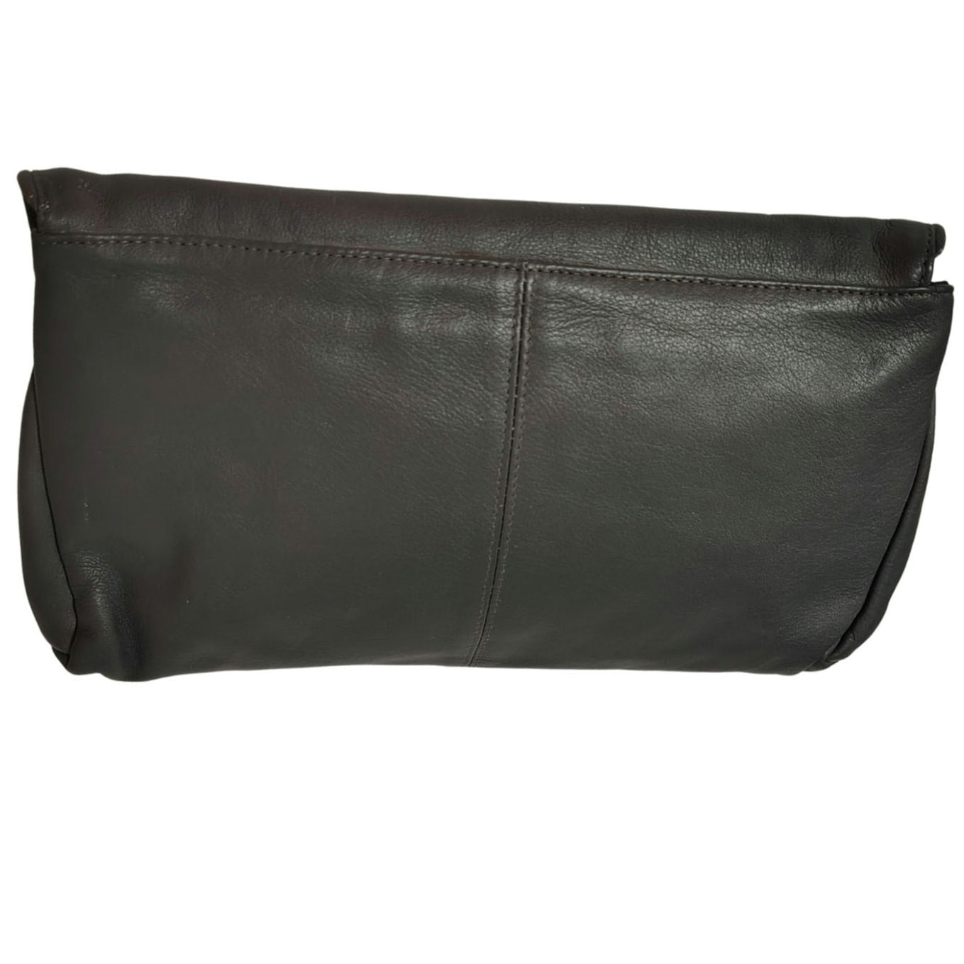 70s Gray Maxi Clutch Faux Leather Foldover Closure Magnetic Clasp 2 Compartments