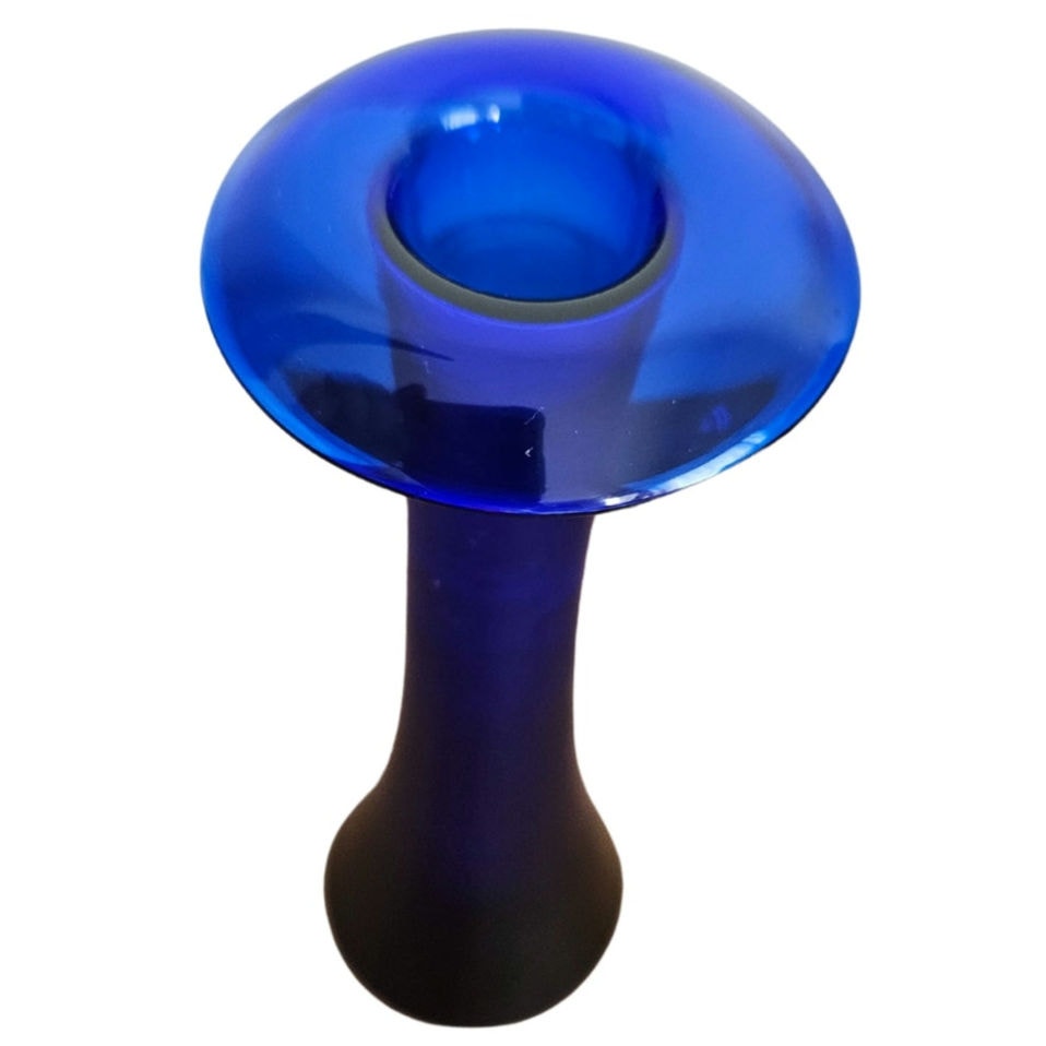Tiffany & Co. Hand-Blown Blue Art Glass Vase Elsa Peretti Signed Home Decor