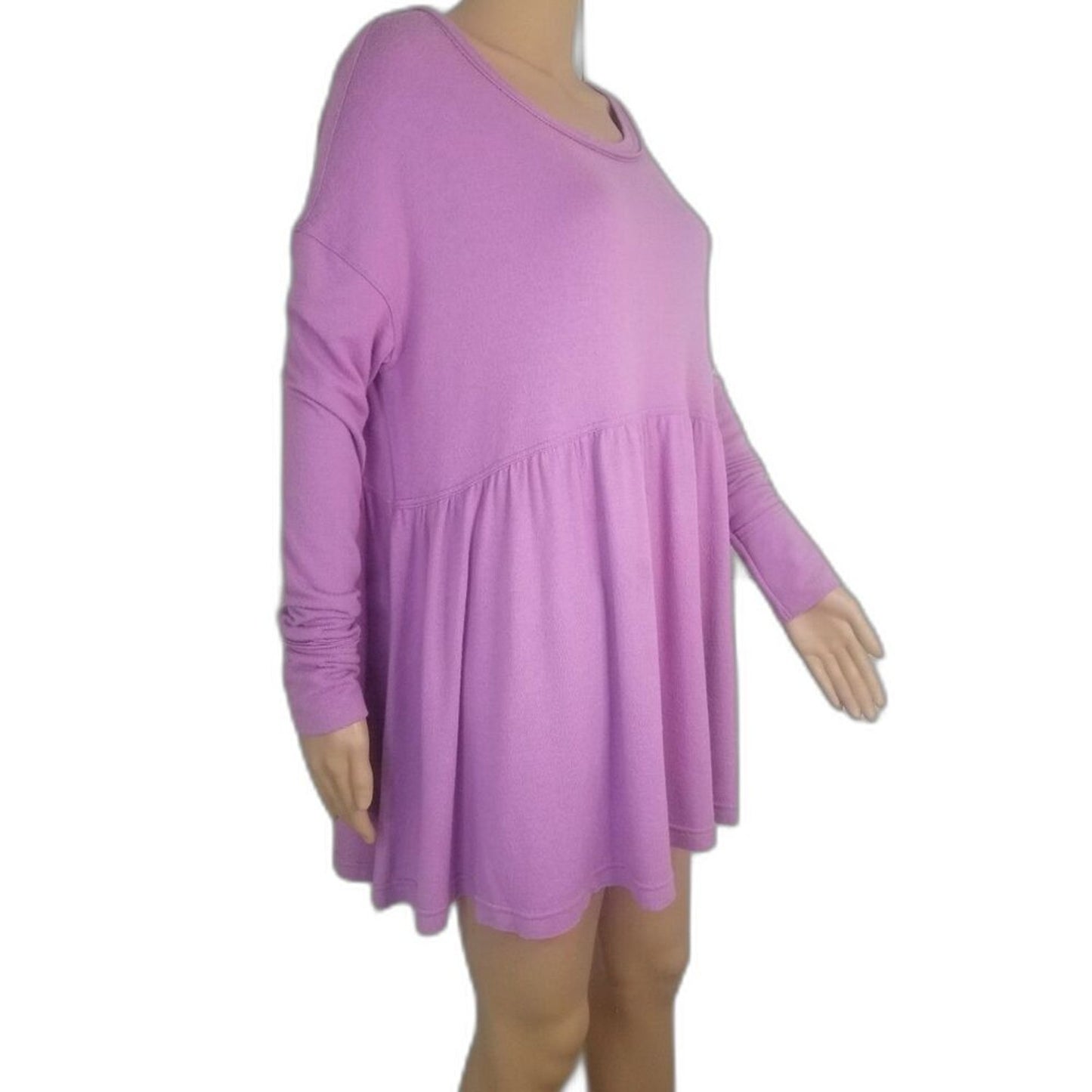 Loose fit Plum Lilac Wide Fit Baby Doll Top Box Cut Long Sleeves Med Free People