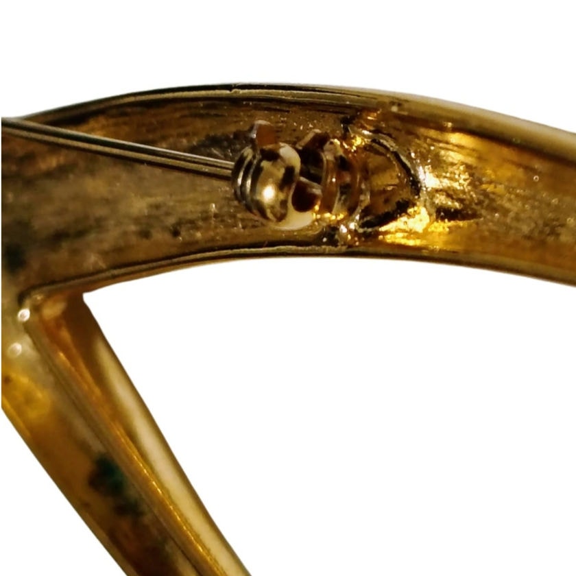 Vintage Signed Trifari X Design Brooch Shiny Gold Tone 4 inch