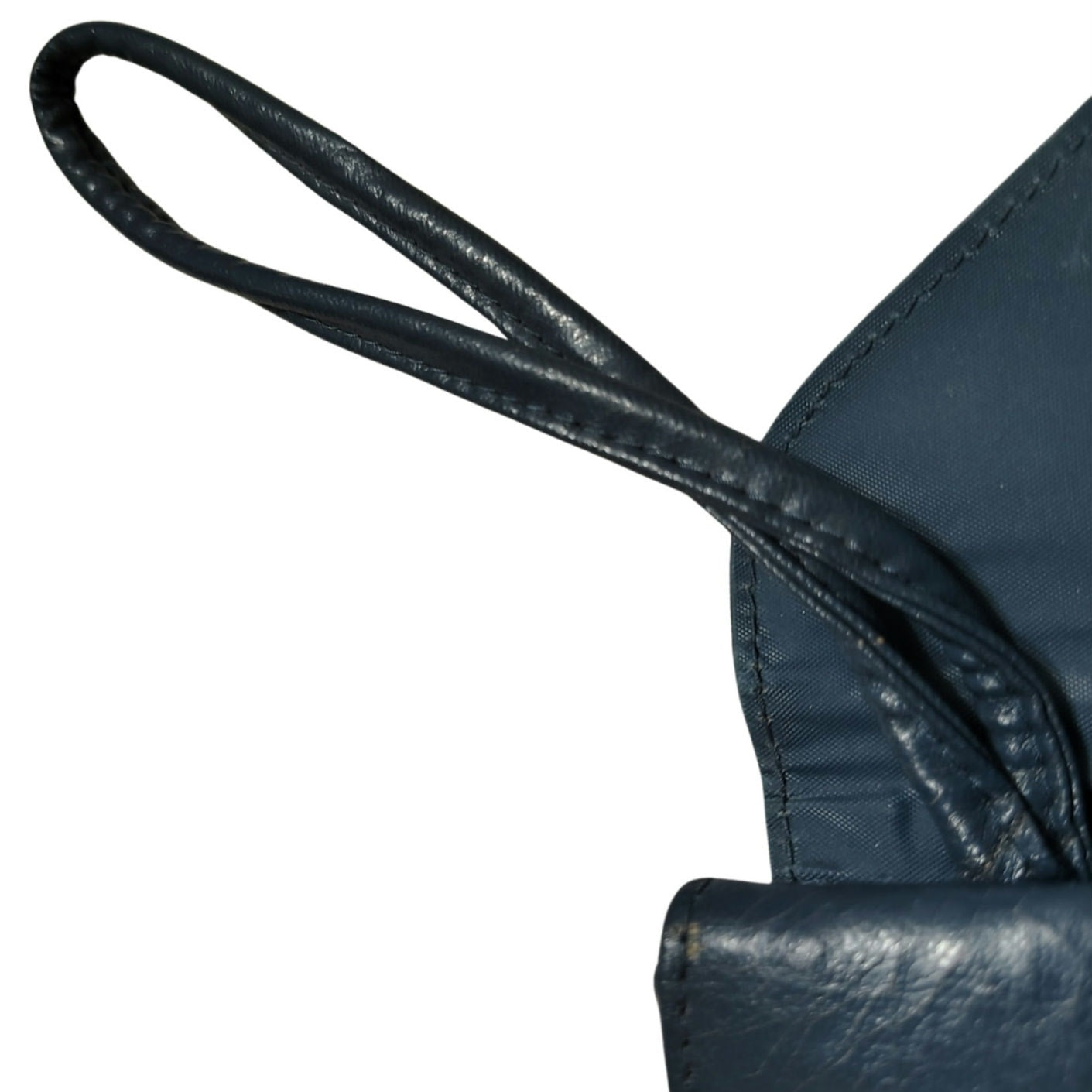 70s Maxi Clutch Blue Faux Leather Vegan Crinkle Leather Wristlet Two Compartment