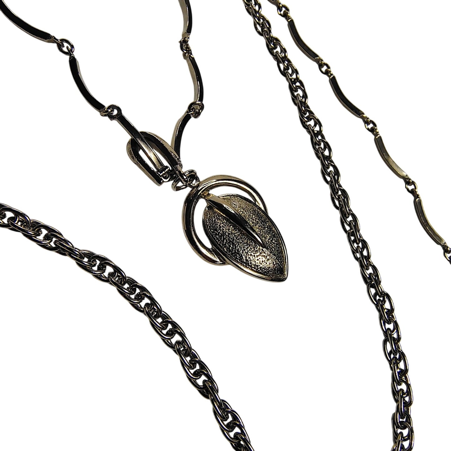 Vintage Layered Multi-chain Leaf Pendant Chain Link Necklace Victorian Style