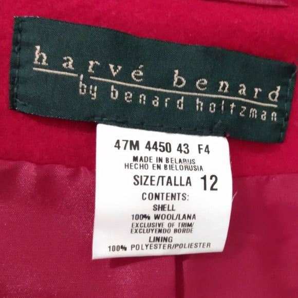 Vintage Long Red Wool Coat 100% Pure Wool Trench Coat Size 12