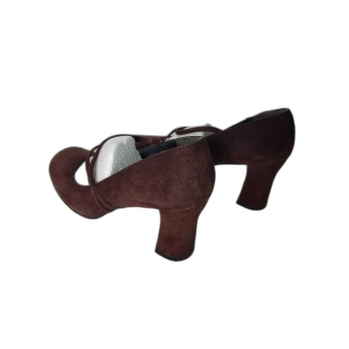 90S Vintage Brown Suede Leather Stuart Weitzman Maryjane Pumps Block Heel