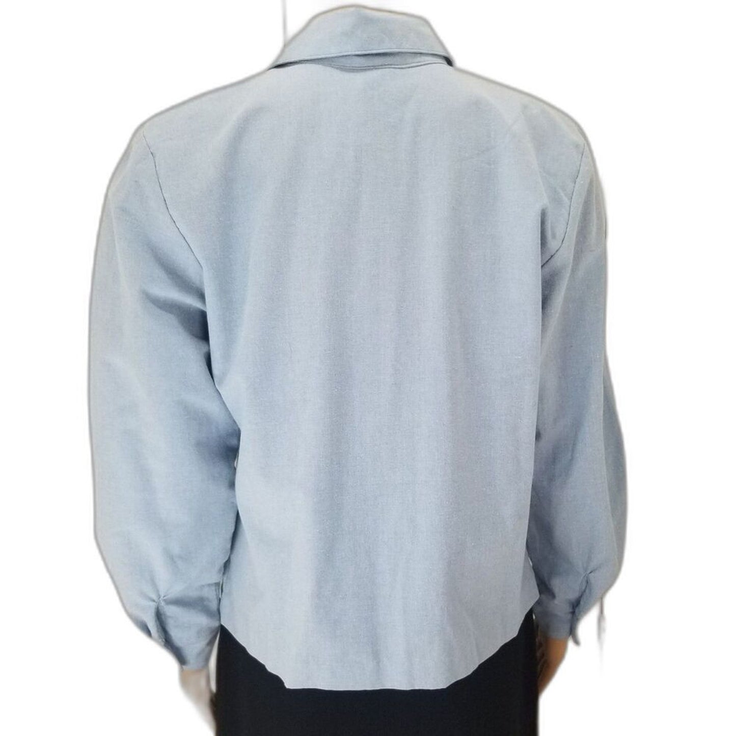 80s Vintage Tapestry Button Up Cowboy Western Style Blue Collar Shirt Size Small