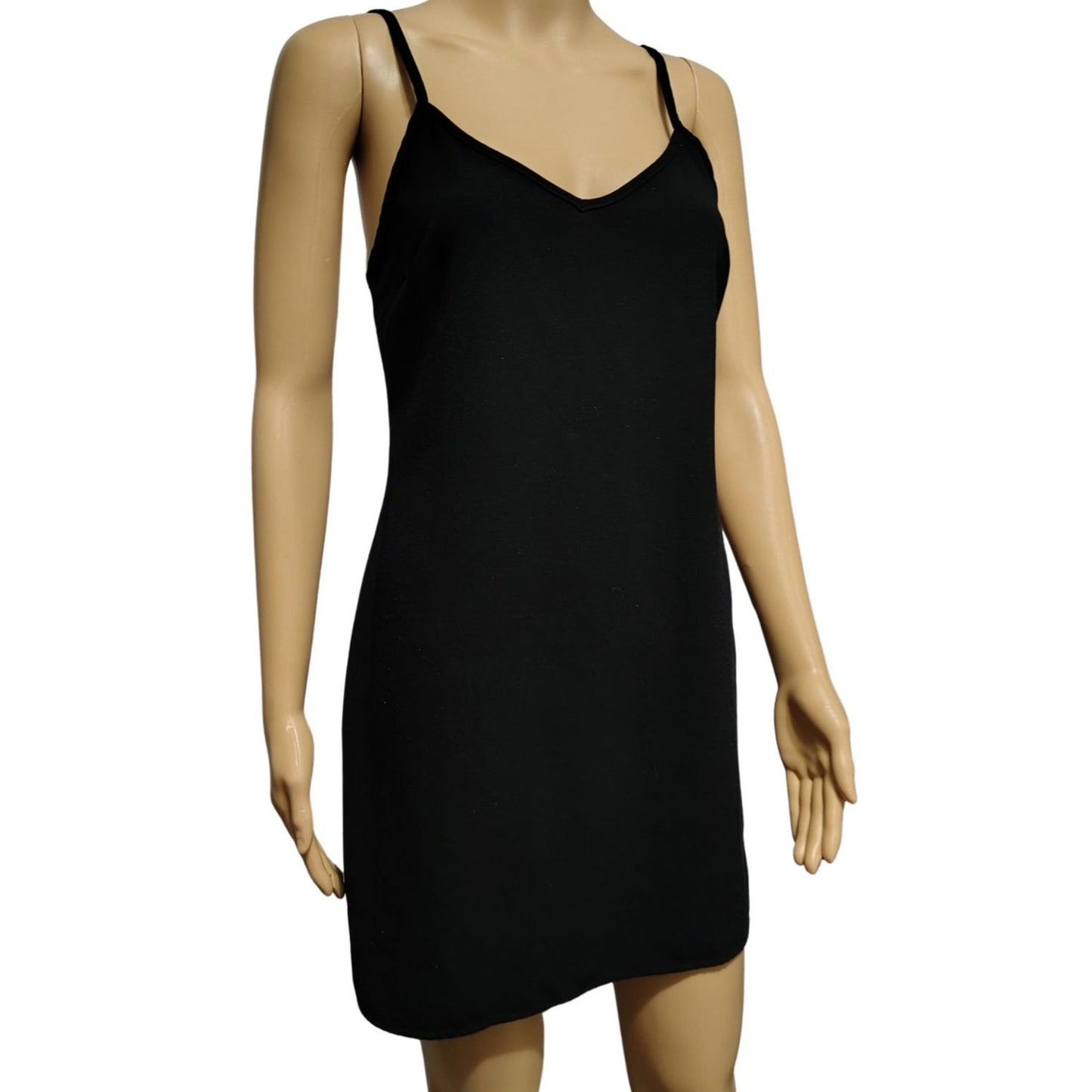 REISS Black Short Slip Dress Adjustable Spaghetti Straps V Neckline Size XS