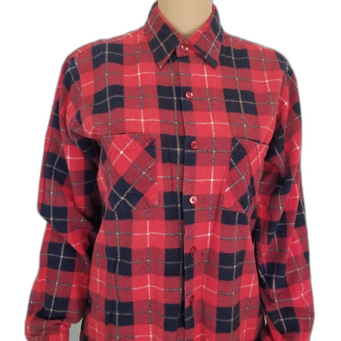 Vintage Dry Goods Cowboy Western Red Black Plaid Button Up Shirt Men Size Medium