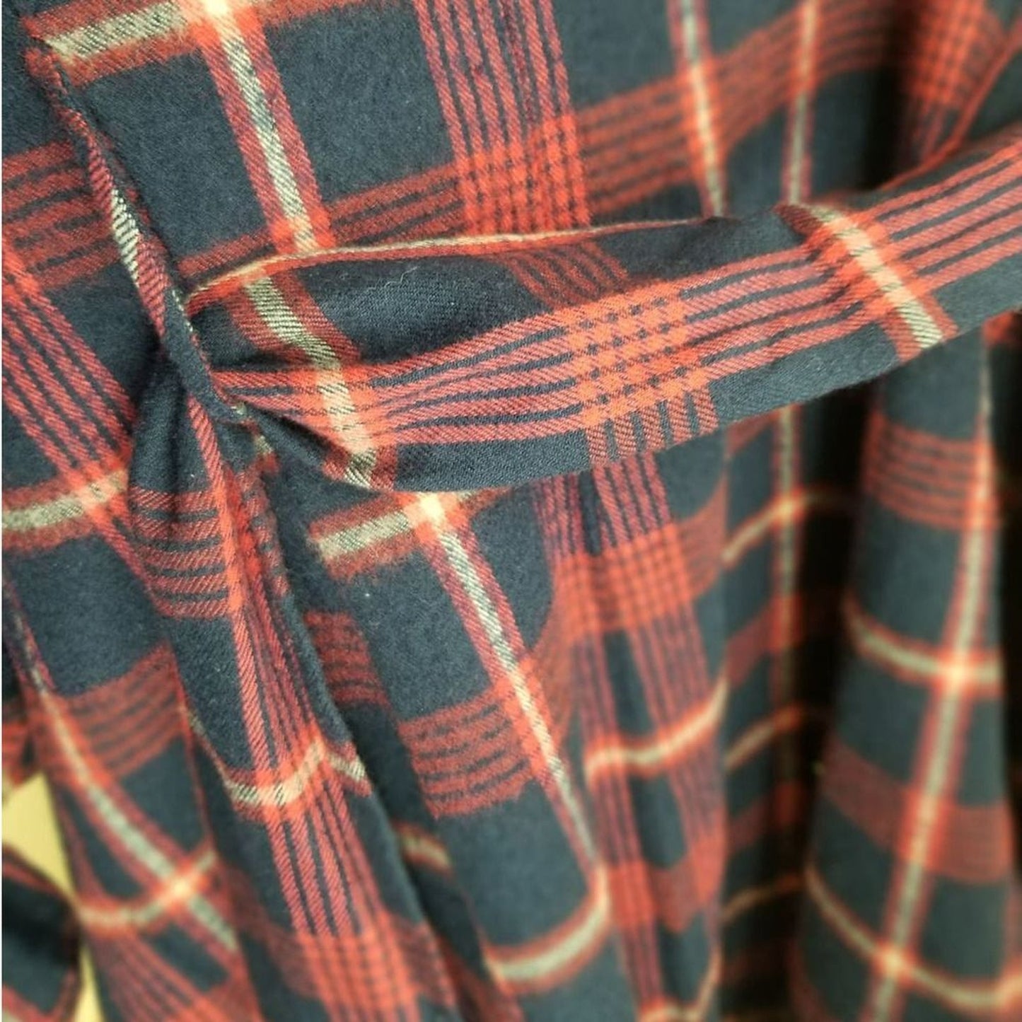 VINTAGE Our Fine Garments by Bell Red Plaid Flannel Button Up Shirt Dress SZ Sm
