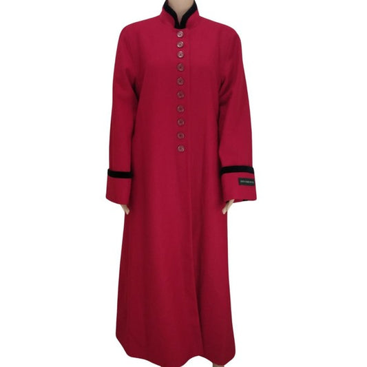 Vintage Long Red Wool Coat 100% Pure Wool Trench Coat Size 12